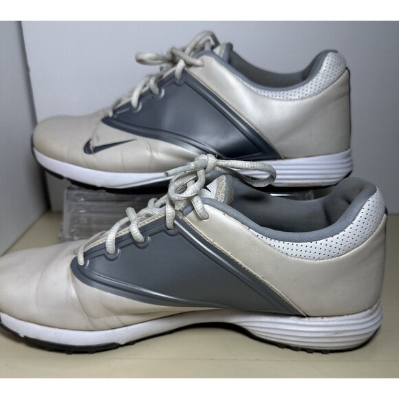 NIKE Golf Women's LUNAR SADDLE Golf Shoes Spikes White Gray Size 10 - Picture 2 of 10